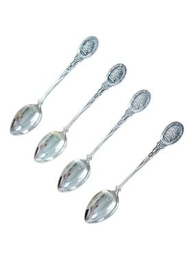 Vintage Set of 4 EPNS Demitasse Spoons 4.5"  "Nec Tamen Consumebatur"